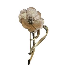 Marboux Textured Gold-tone Zinnia Flower Brooch